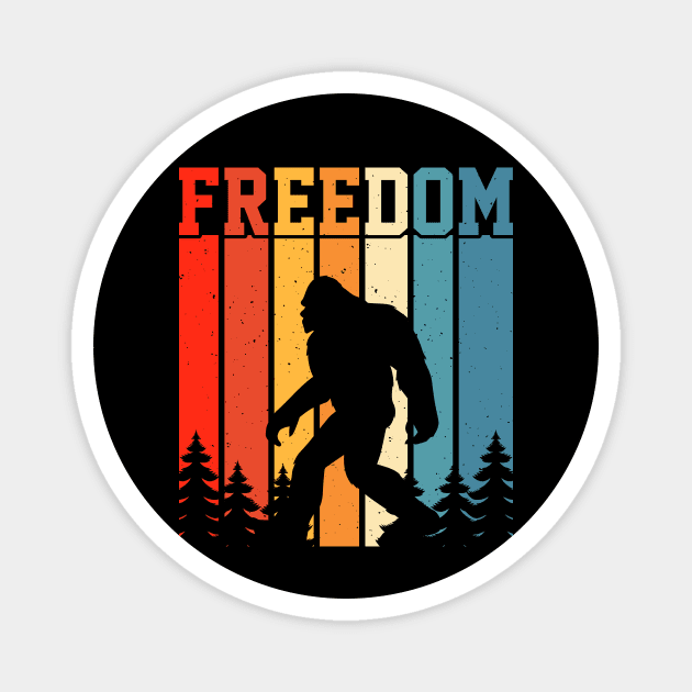 Retro Bigfoot Freedom Sasquatch Magnet by The WYLD Tribe